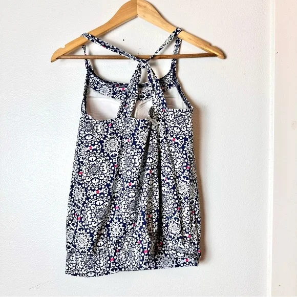 Lands’ End Patterned Blue White Tankini Swim sz 4 - Picture 2 of 10